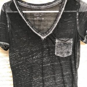 Sheer Black Short-Sleeved Top, Size Small